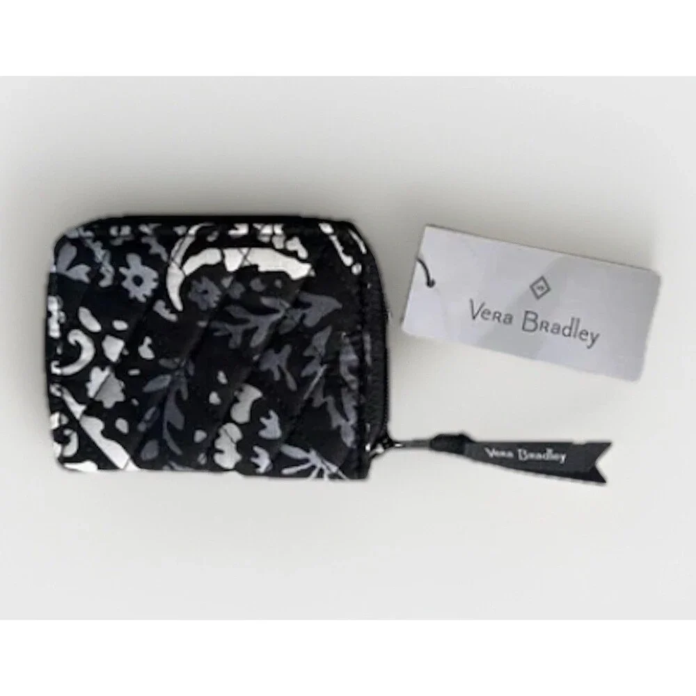 Vera Bradley NOIR PAISLEY RFID Cotton Petite Zip Around Wallet NWT - Picture 3 of 12